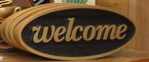 custom sandblasted wood welcome sign