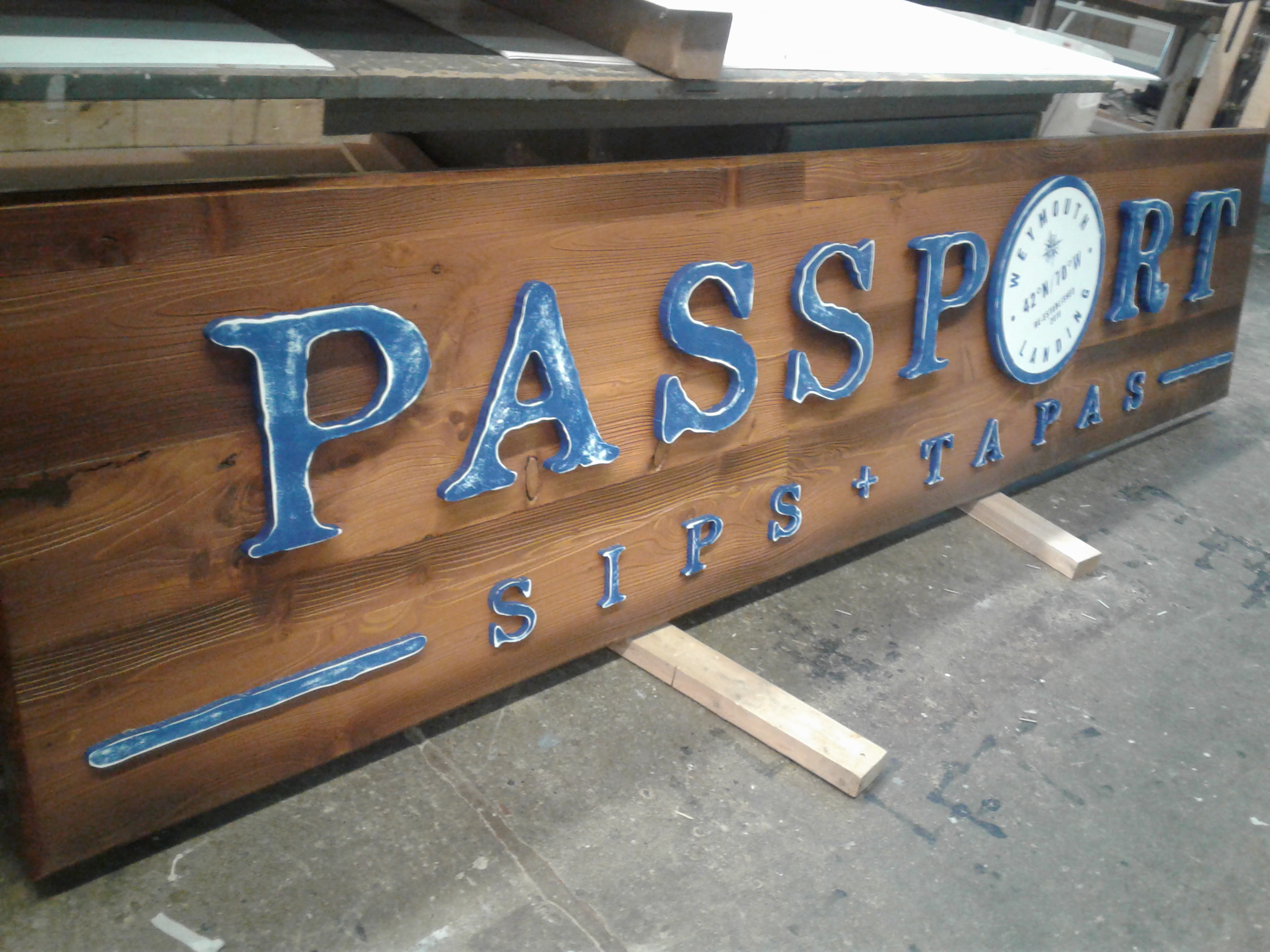 Passport Sips + Tapas Wood Sign - Restaurant Signs - The Sign Depot